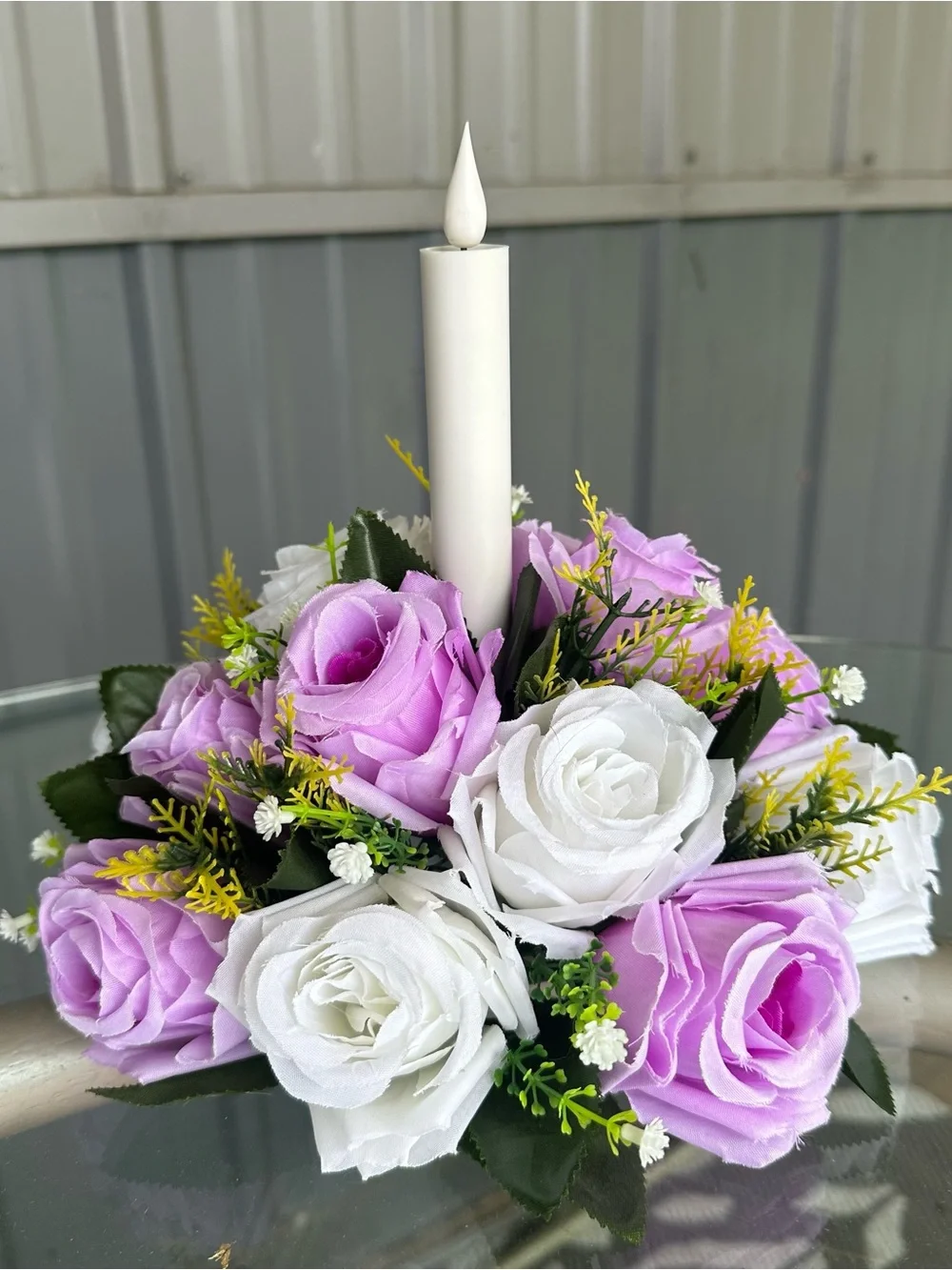 Artificial Flower Taper Candle Rings Set of 2 Floral Candle Holders Farmhouse